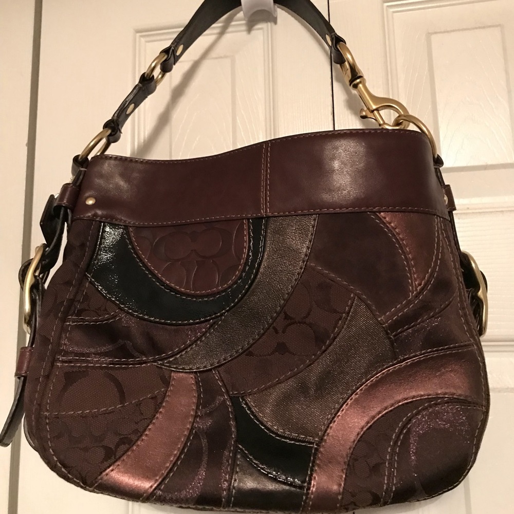 Coach Patchwork Chocolate Brown Shoulder Purse